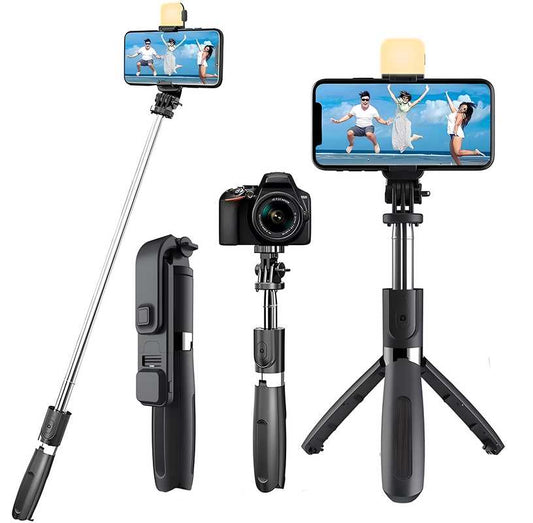 Bluetooth Selfie Stick Tripod with Remote | 60cm Extendable | 360° Rotating Mobile Holder | Aluminum Alloy | For Video Making, Vlogging & Reels